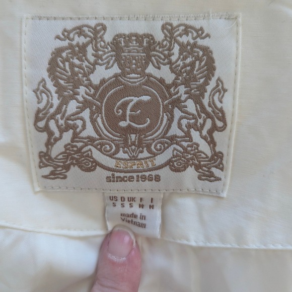 Esprit Womens Off White Double Breasted Belted Trench Coat Jacket Size Small - Picture 8 of 14